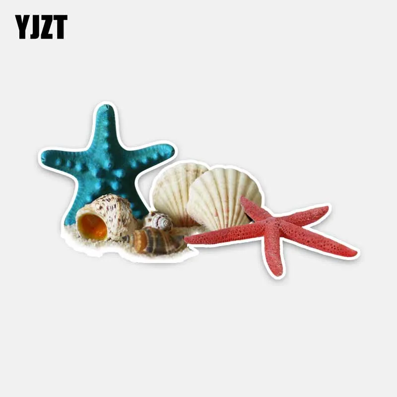

YJZT 17.5CM*9.5CM Cartoon Marine Organism Seashell Starfish PVC Car Sticker Decal 5-0353