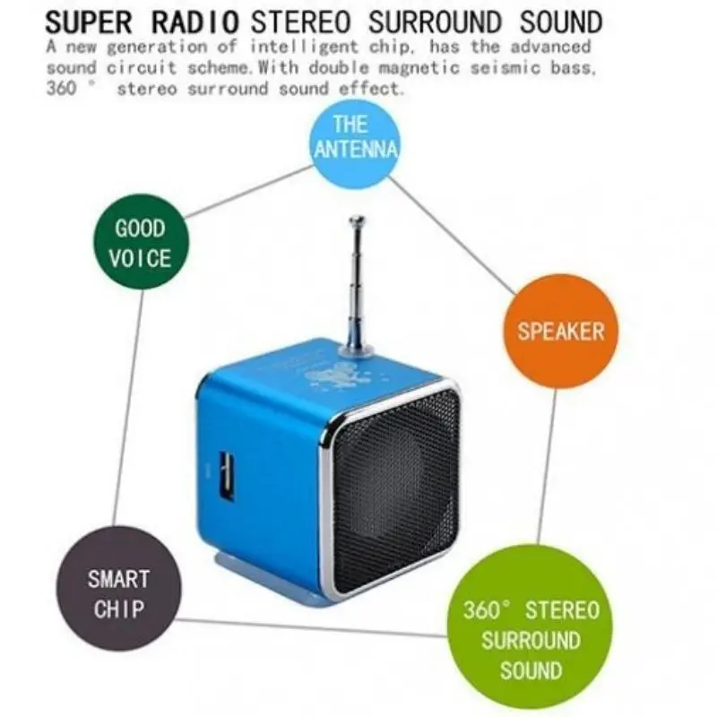 TD-V26 мини-динамик портативный MP3 музыкальный плеер с ЖК-поддержкой fm-радио Micro TF SD Стерео Громкий динамик для ноутбуков мобильных телефонов