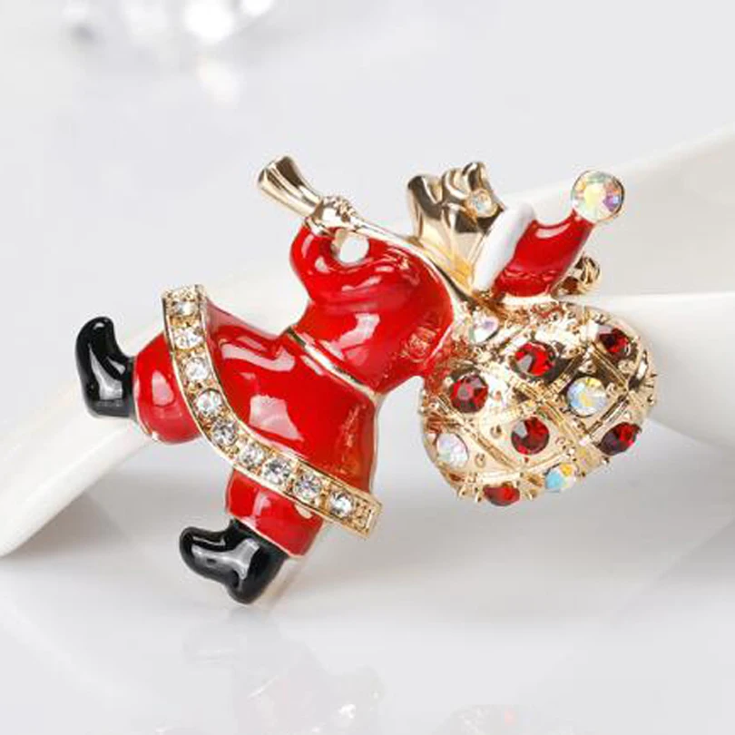 10 шт. Эмаль Кристалл Санта Клаус брошь Шпильки Для женщин Детский костюм для