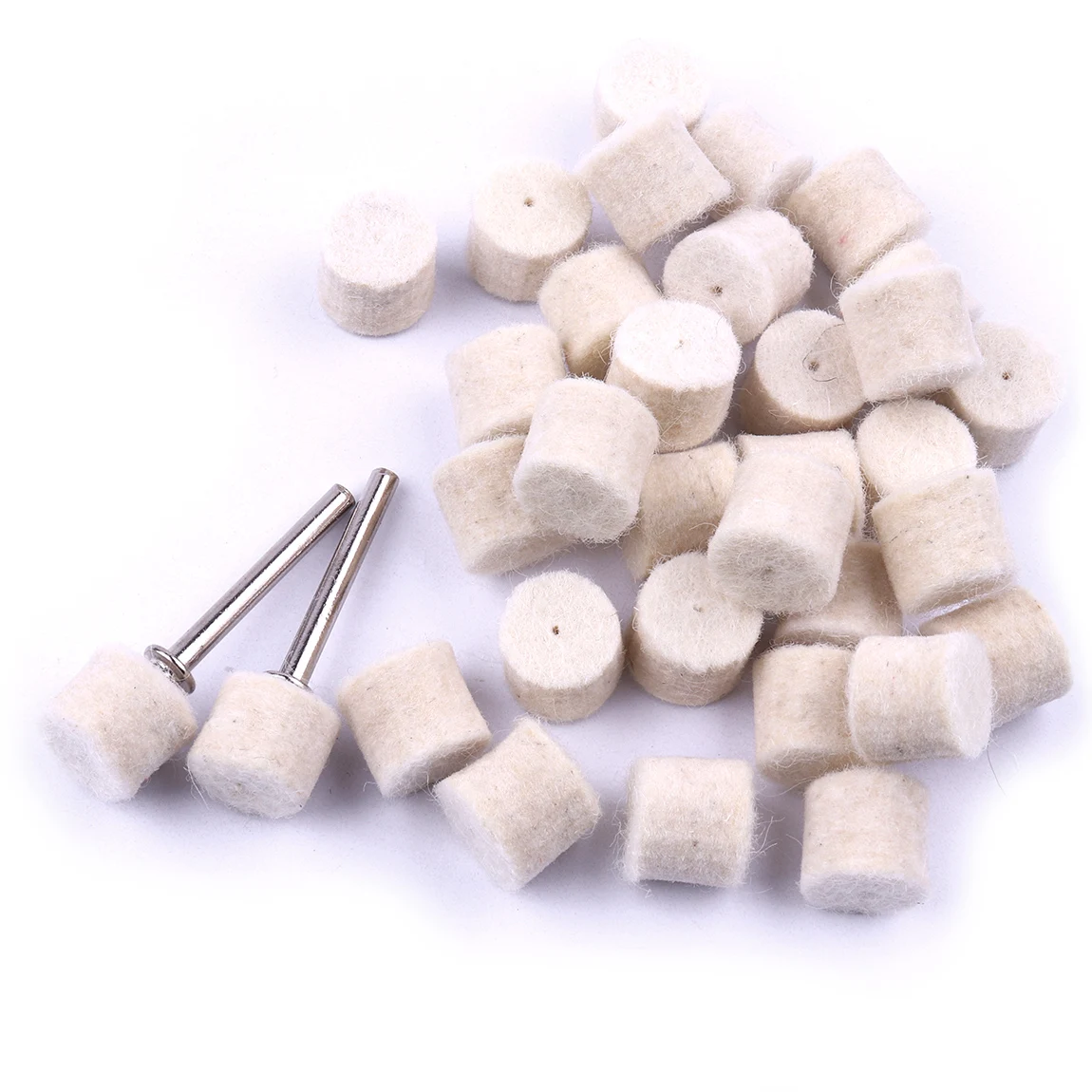 

100pcs 13mm Wool Felt Polishing Buffing Round Wheel with 2 Shank For Dremel