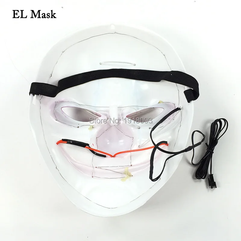 Мигающая маска клоуна EL Wire маска с В 3 в звуковой активированный драйвер светодио дный светодиодная светящаяся маска EL Light Up Full Face mask вечерние для вечеринки реквизит