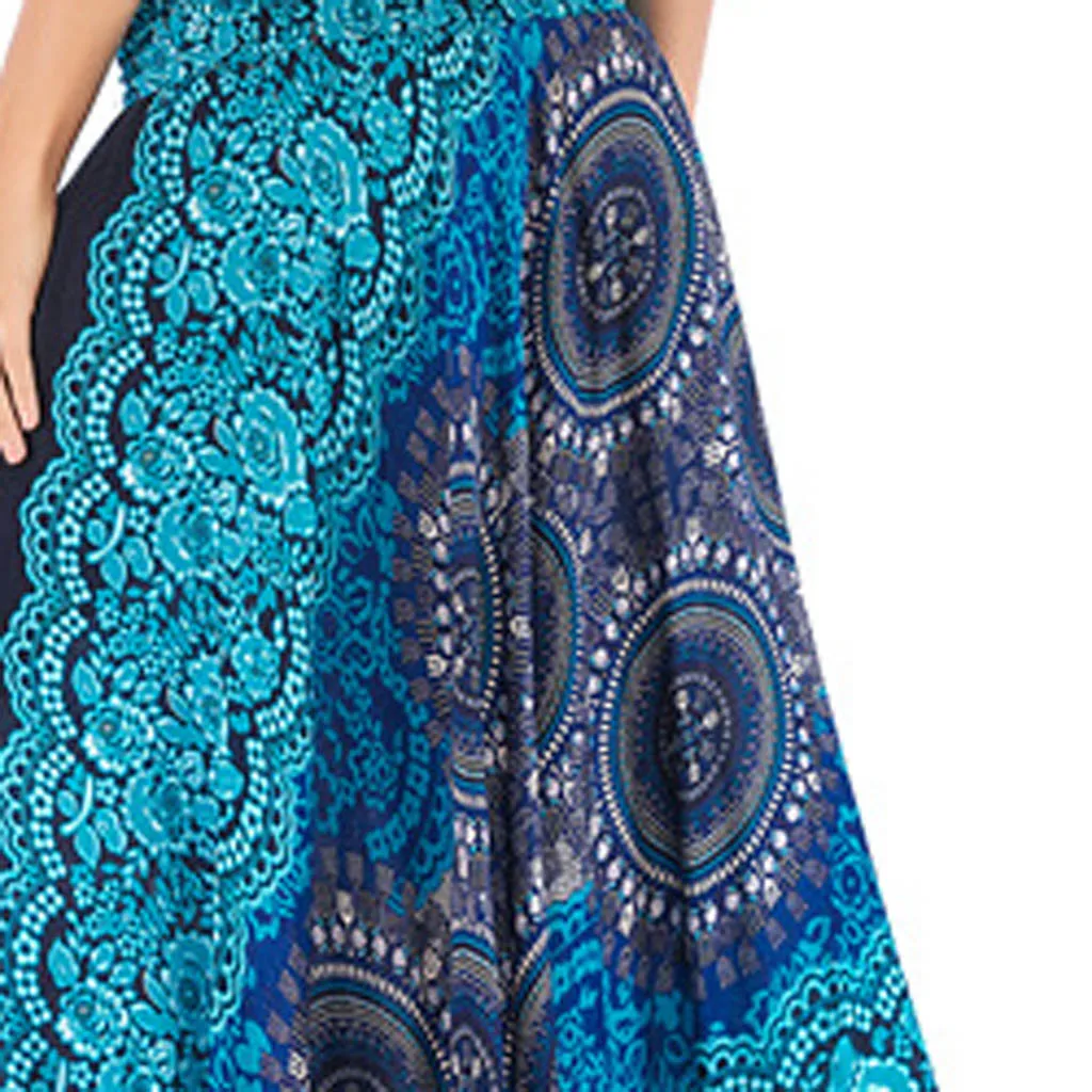 Faldas Mujer Moda 2019 Женская длинная хиппи богемная Цыганская Бохо Цветочная эластичная