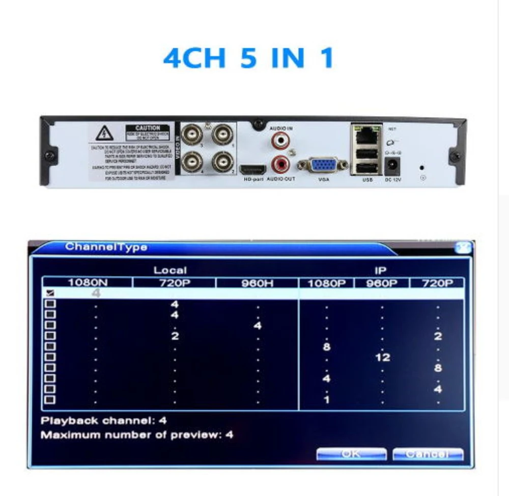 Hiseeu 4CH 960P 8CH 1080P 5 в 1 DVR видеорегистратор для AHD аналоговая камера IP камера P2P Cctv система DVR H.264 VGA HDMI