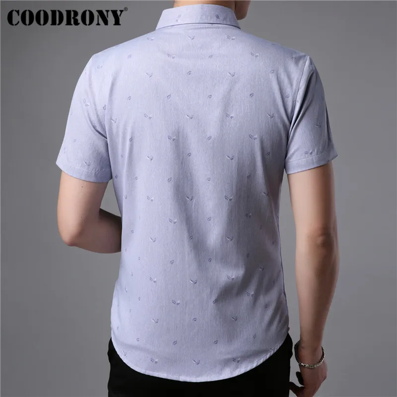 Рубашка COODRONY S96042 мужская с короткими рукавами мягкая хлопковая Повседневная