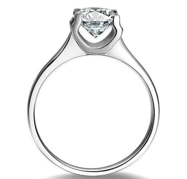 Гарантия Moissanite положительный 1CT Пасьянс Обручальное кольцо 750 Белый Золотой