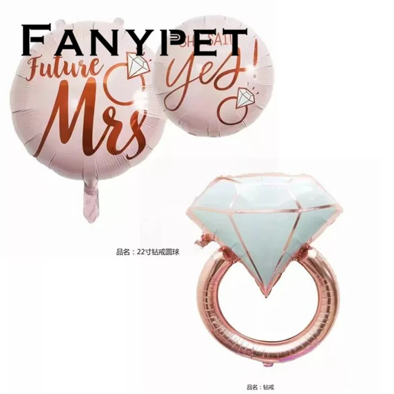 new 10/50pcs Rose Gold Diamond Ring Aluminum Foil Helium Balloons Romantic Valentine's Day Wedding Party Supplies Love Toys | Дом и сад
