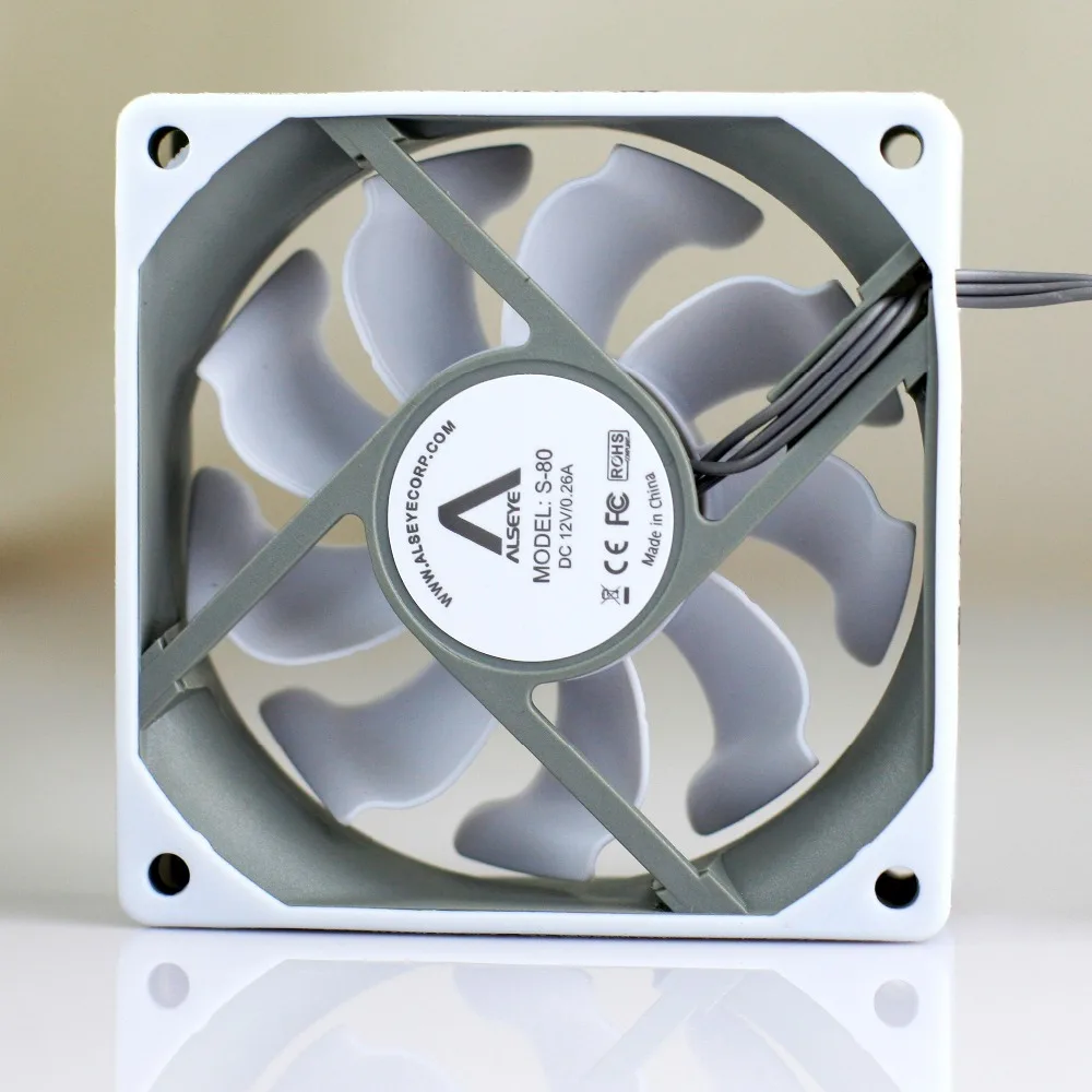 ALSEYE 2 шт. компьютерный корпус вентилятора 80 мм белый силиконовая кожа 2000 ОБ./МИН.