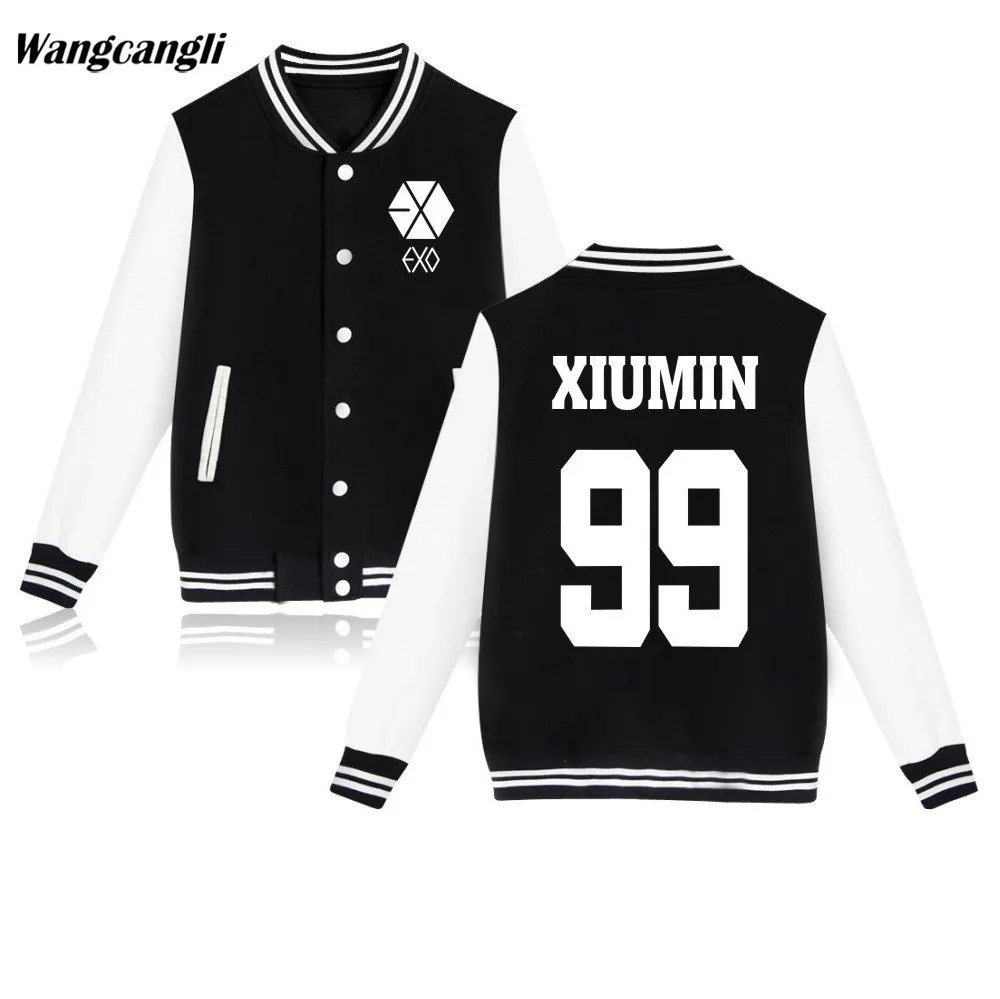 KPOP EXO куртки и пальто Harajuku Студенческая бейсбольная куртка в стиле хип хоп