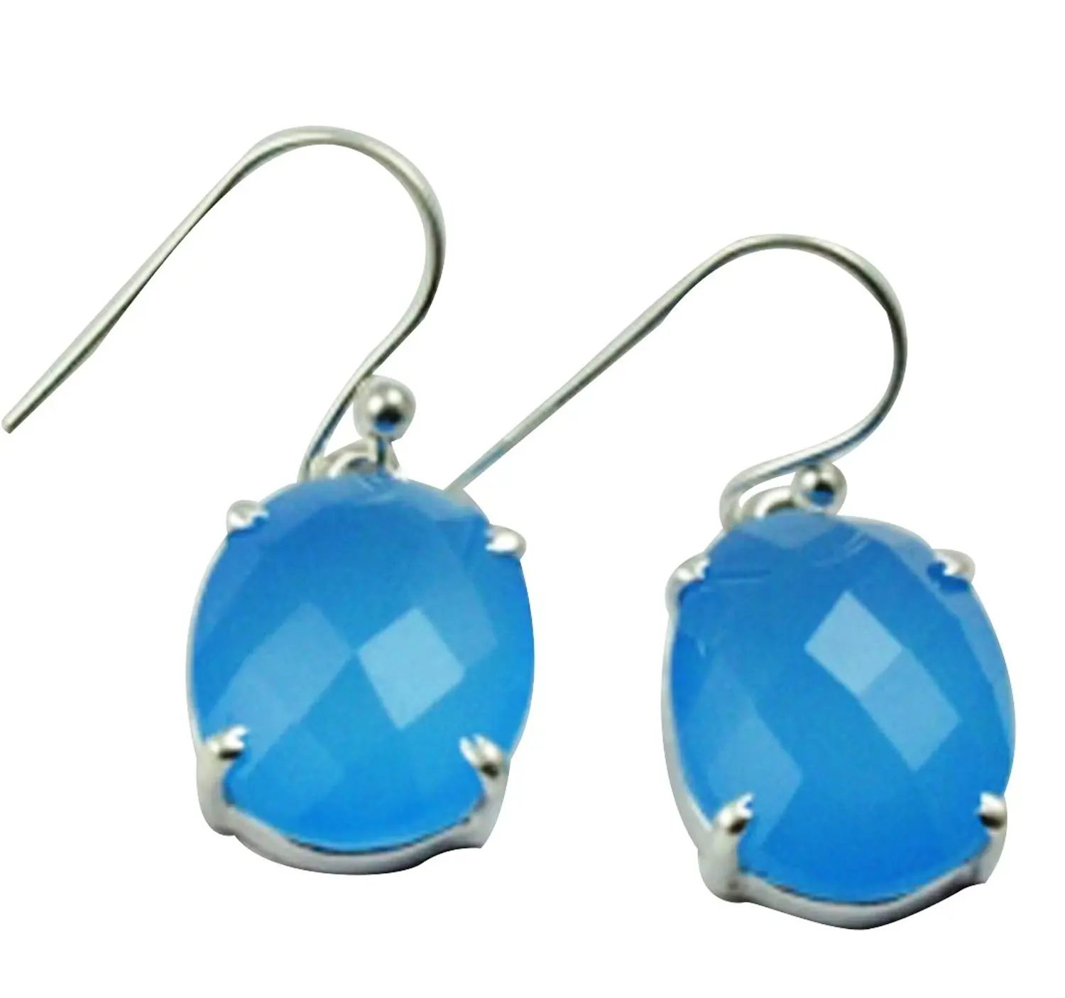 

LoveGem Genuine Chalcedony EARRINGS 925 Sterling Silver, 30mm, AE2337