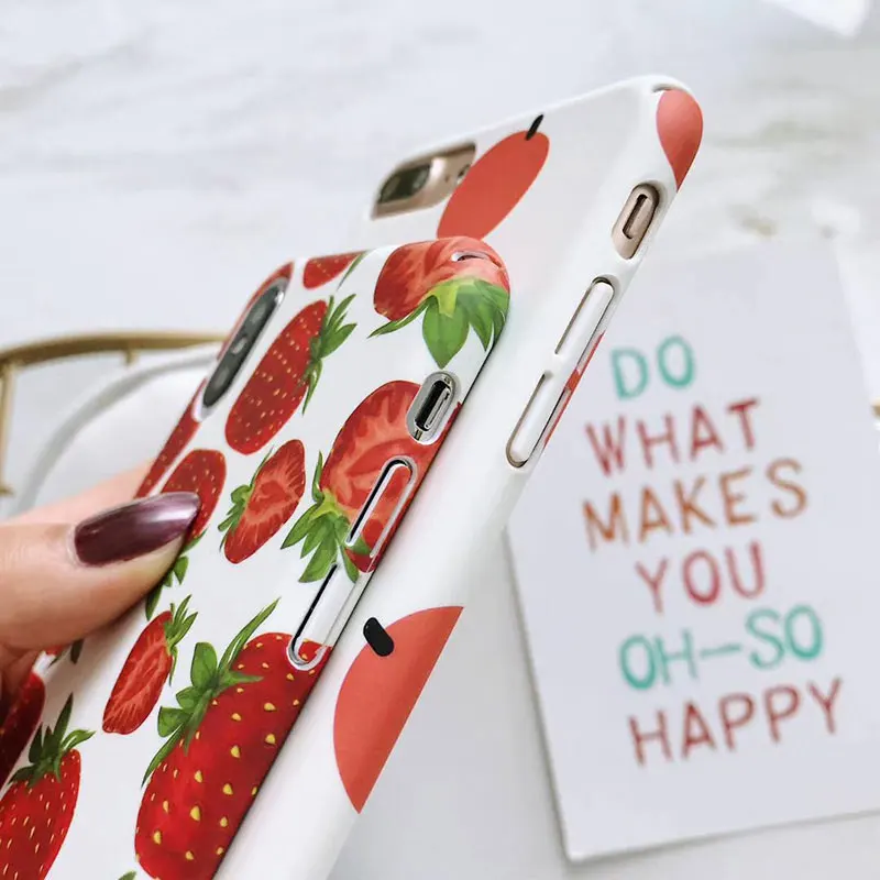 Boucho чехол s для iphone 6 6s 7 8 plus милый мультяшный фрукт клубника оранжевый жесткий