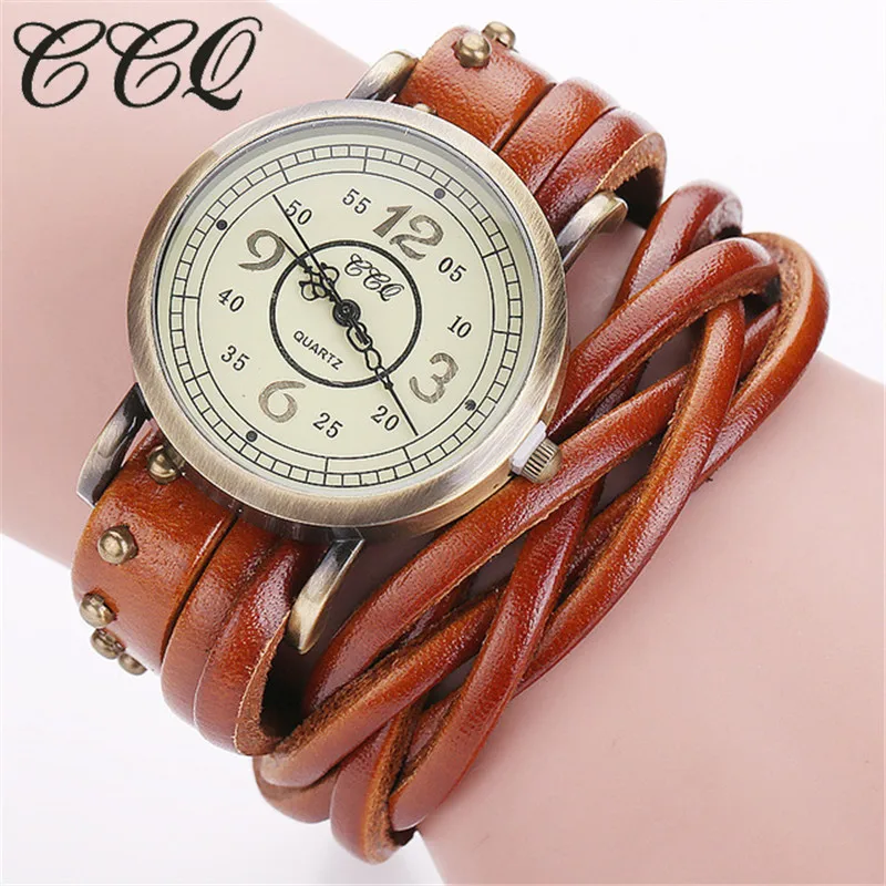 Часы наручные CCQ женские кварцевые брендовые модные винтажные Ретро часы с