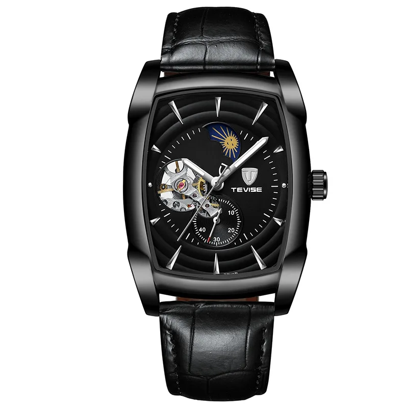 BK BK Relogio Masculino TEVISE мужские часы Топ бренд класса люкс автоматические механические часы мужские часы кожа повседневные Бизнес Спортивные часы - Цвет: BK BK