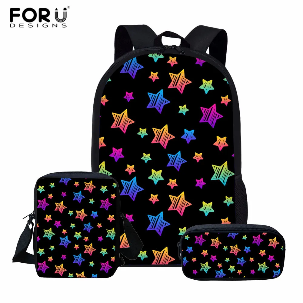 L5245CEK FORUDESIGNS/Классическая школьная сумка с принтом звезды/Луны для девочек, школьные сумки для учеников начальной школы, Детская сумка для книг, женский рюкзак для путешествий - Цвет: L5245CEK