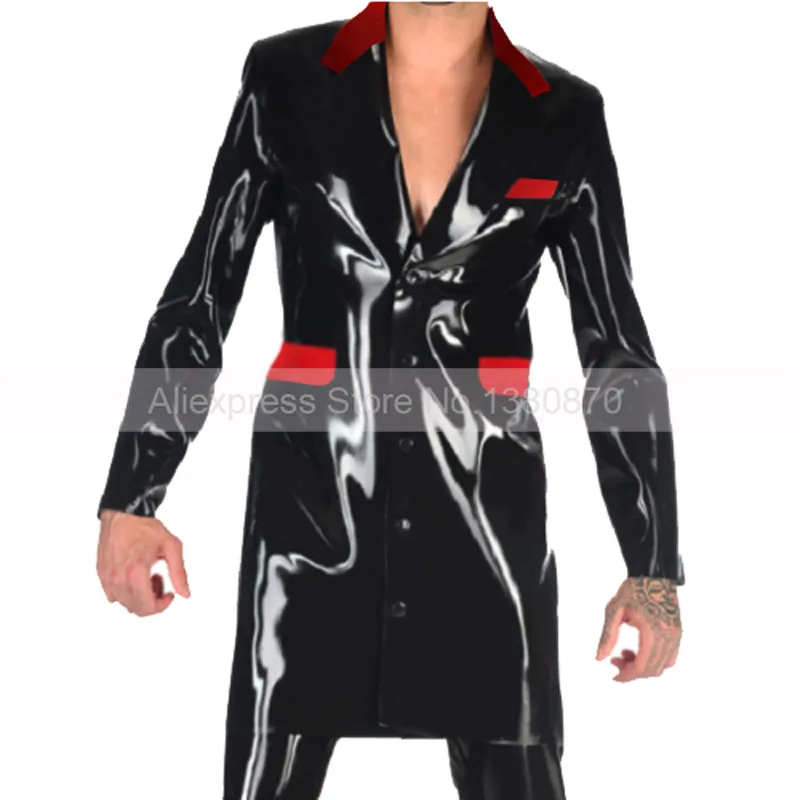 

Male Sexy Latex Long Shirt Handmade Fashion Rubber Suit Windbreaker Supply Custom Made S-LSM061