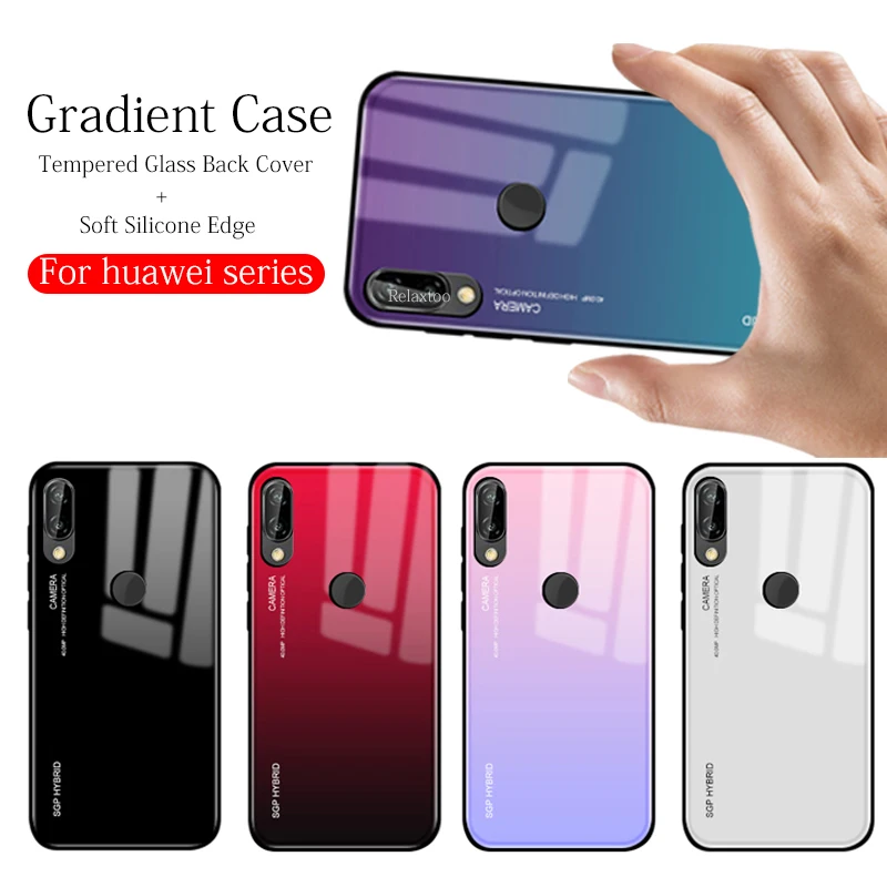 Чехол для honor 10 9 lite 8x 8c градиентный чехол телефона huawei p30 pro стеклянная задняя