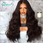 Парики из натуральных волос темно-каштановых, плотные, 30 дюймов, 13x4