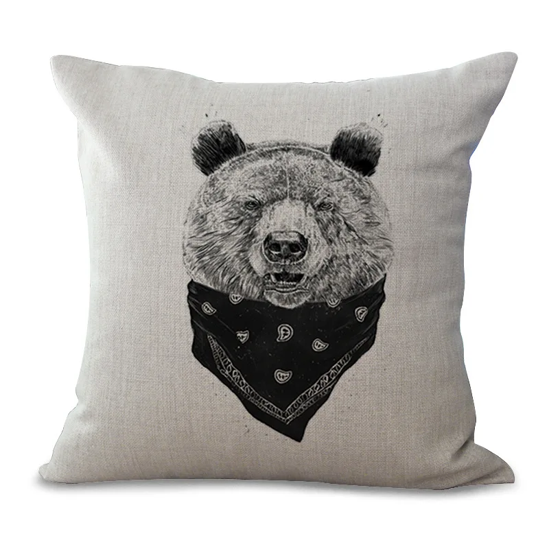 Наволочка с принтом животных из мультфильма льняная хлопковая наволочка для