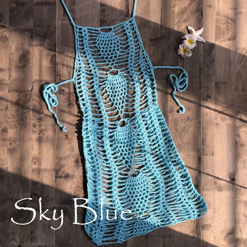 

2021 New Sexy Bikini Cover Up Lace Hollow Crochet Swimsuit Beach Wear Dress Women Summer Swimwear Cover Up