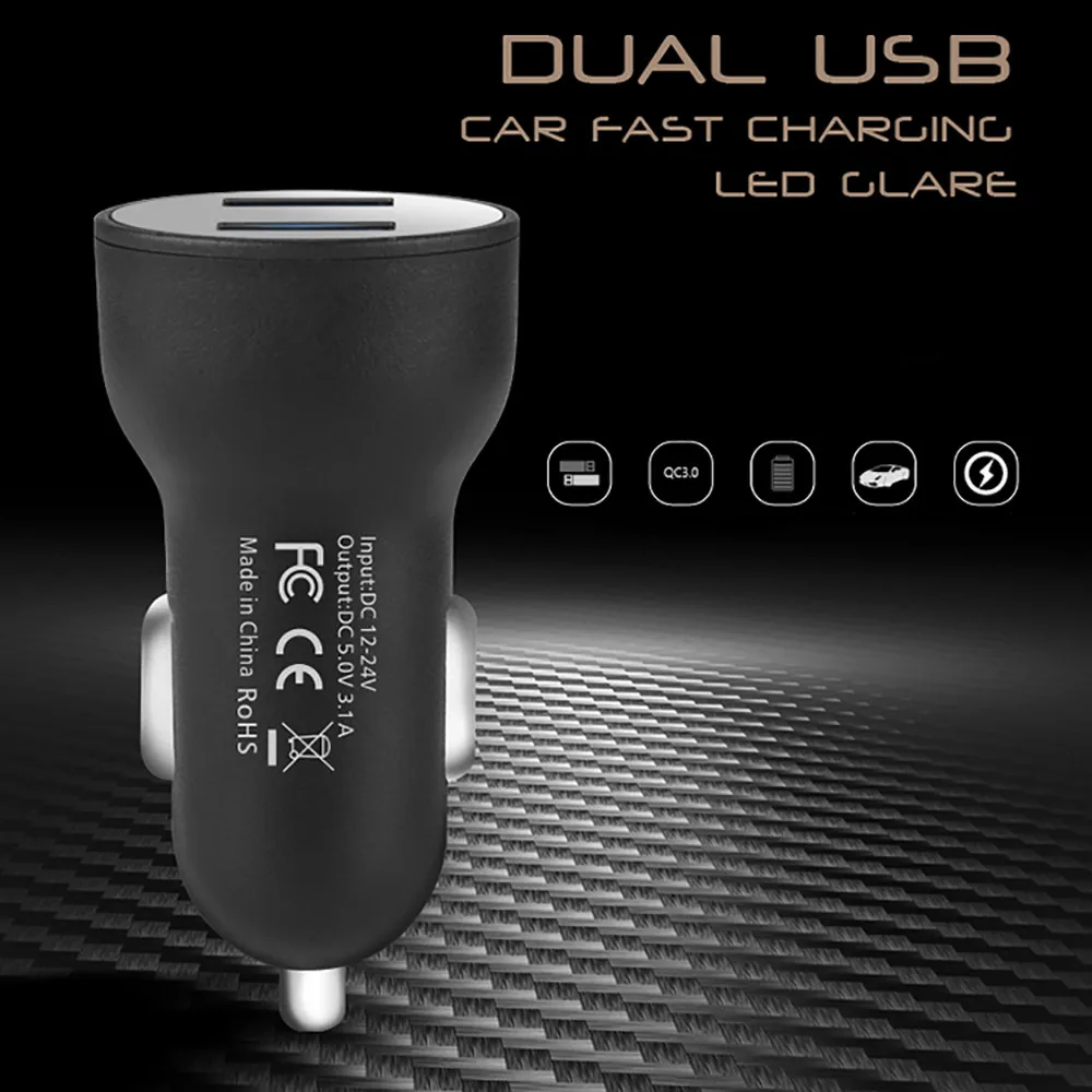 2.1A двойной Переходник USB для зарядки в машине 2 порта ЖК-дисплей 12-24 прикуриватель