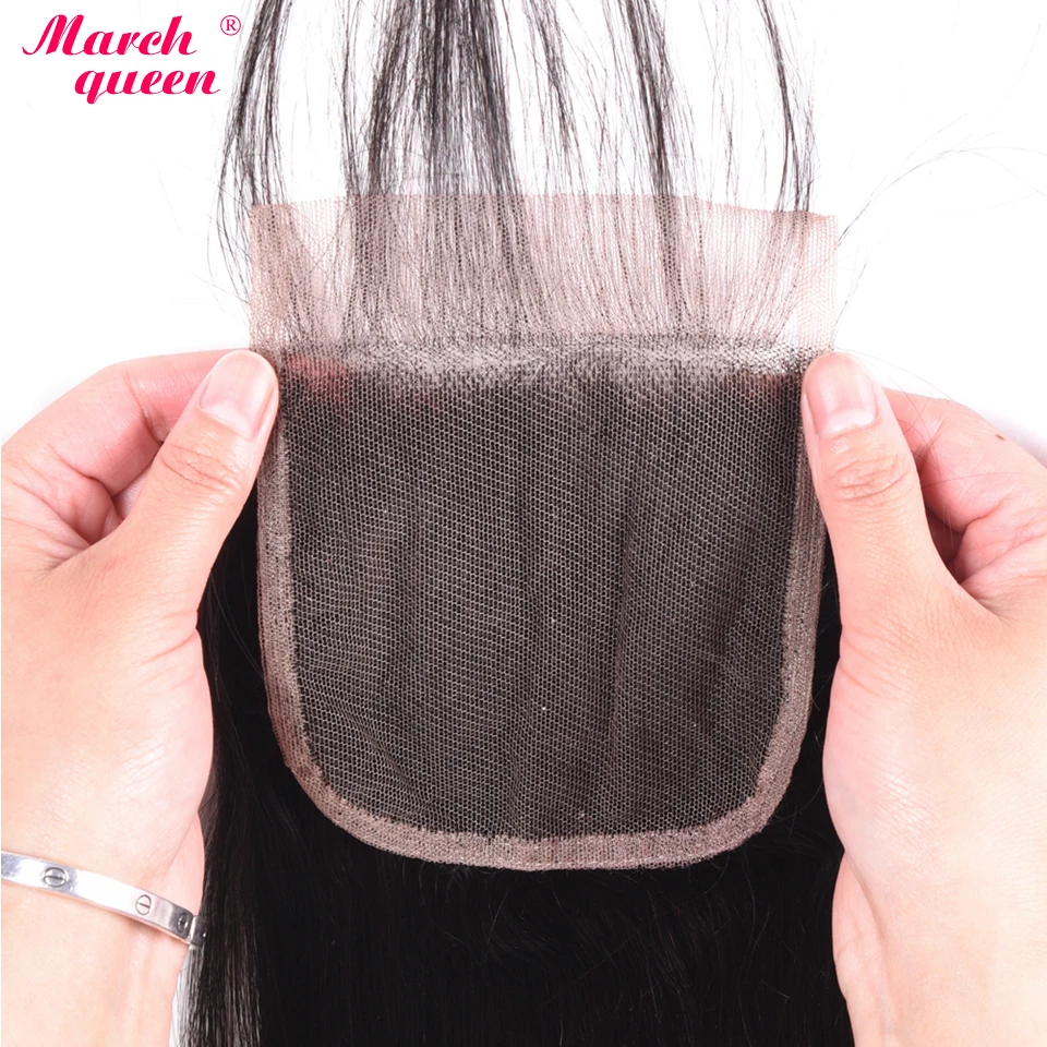 

March Queen Ombre Straight Hair With Closure 1B 99J Raw Indian Human Hair Weave 4 Bundles With 4x4 Lace Closure 150% Non-Remy