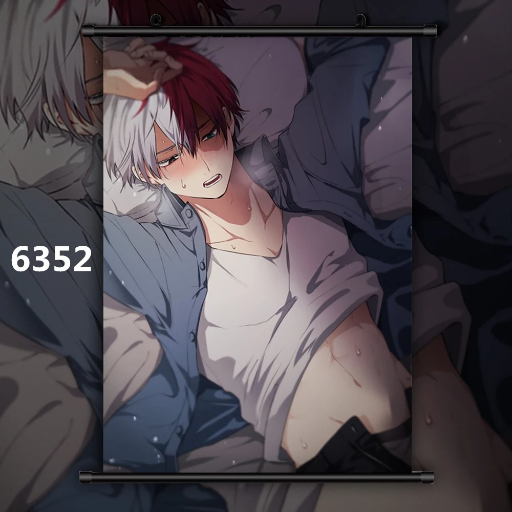 6352 Boku no My Hero Academy Bakugou Katsuki Todoroki Shoto Midoriya Izuku Аниме Манга настенный плакат свиток D - Цвет: 6352