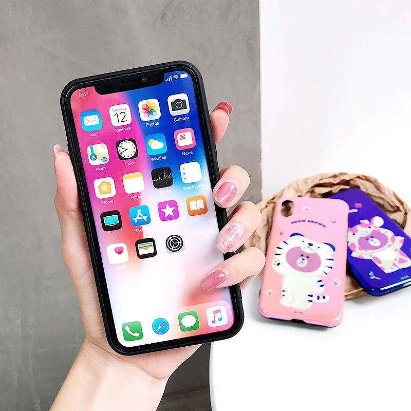 Модные милые чехлы для телефонов с рисунками животных iphone 6 7 8 Plus X XS XR XSMAX забавная