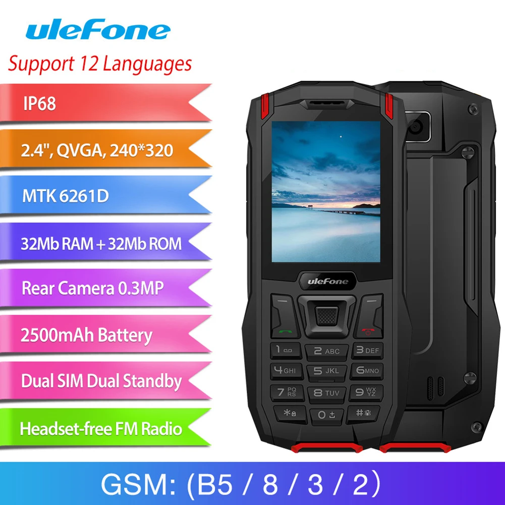 Ulefone Armor Mini IP68 водонепроницаемый открытый мобильный телефон 2 4 &quotMTK6261D