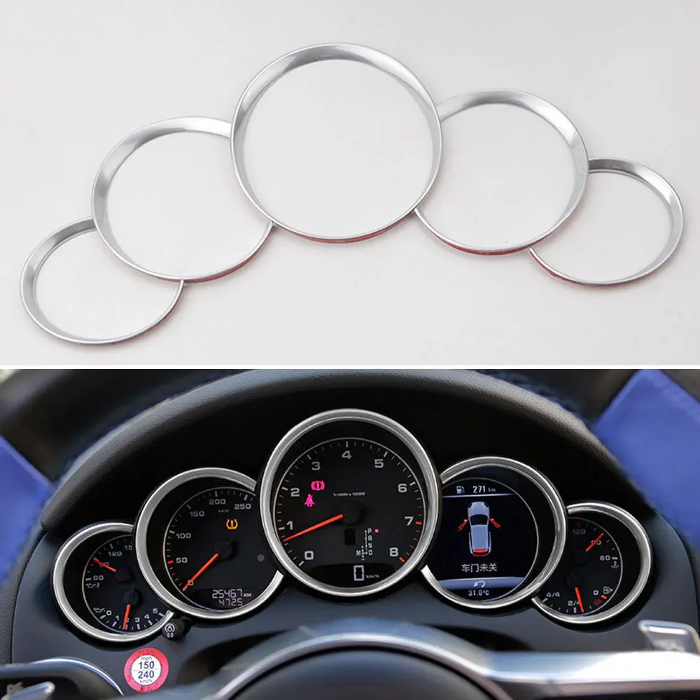 

BBQ@Fuka Dashboard Instrument Panel Cover Trim Ring Decoration ABS 5Pcs/set Fit for Cayenne 2011-2016