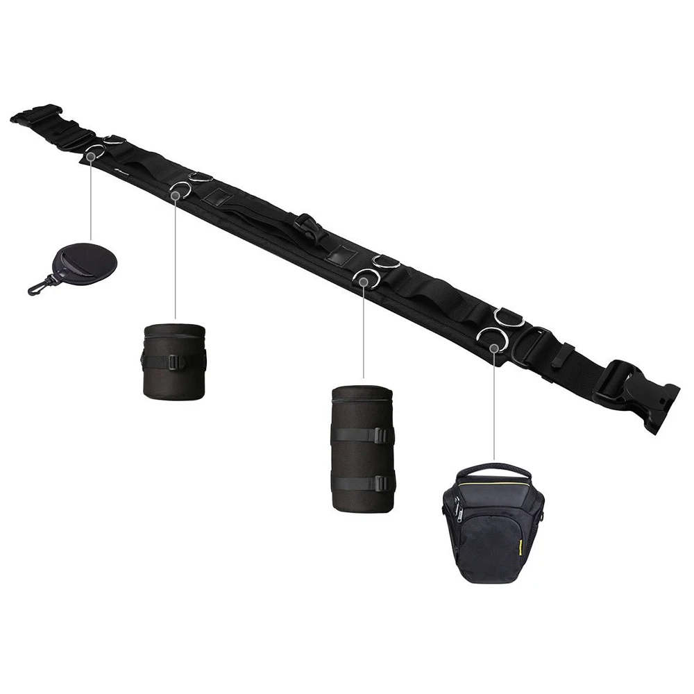 Adjustable Black Waist Strap DSLR Camera Belt Nylon Functional Lens Bag Buckle for | Электроника