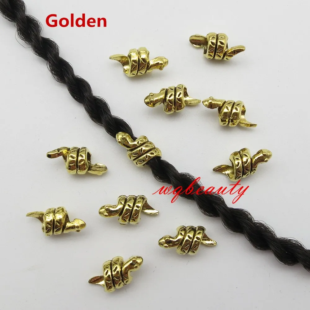 10 шт-20 шт Золотой/Серебряный металлический Змеиный маленькое отверстие для волос оплетка дреды бусины кольца трубка для аксессуаров для укладки