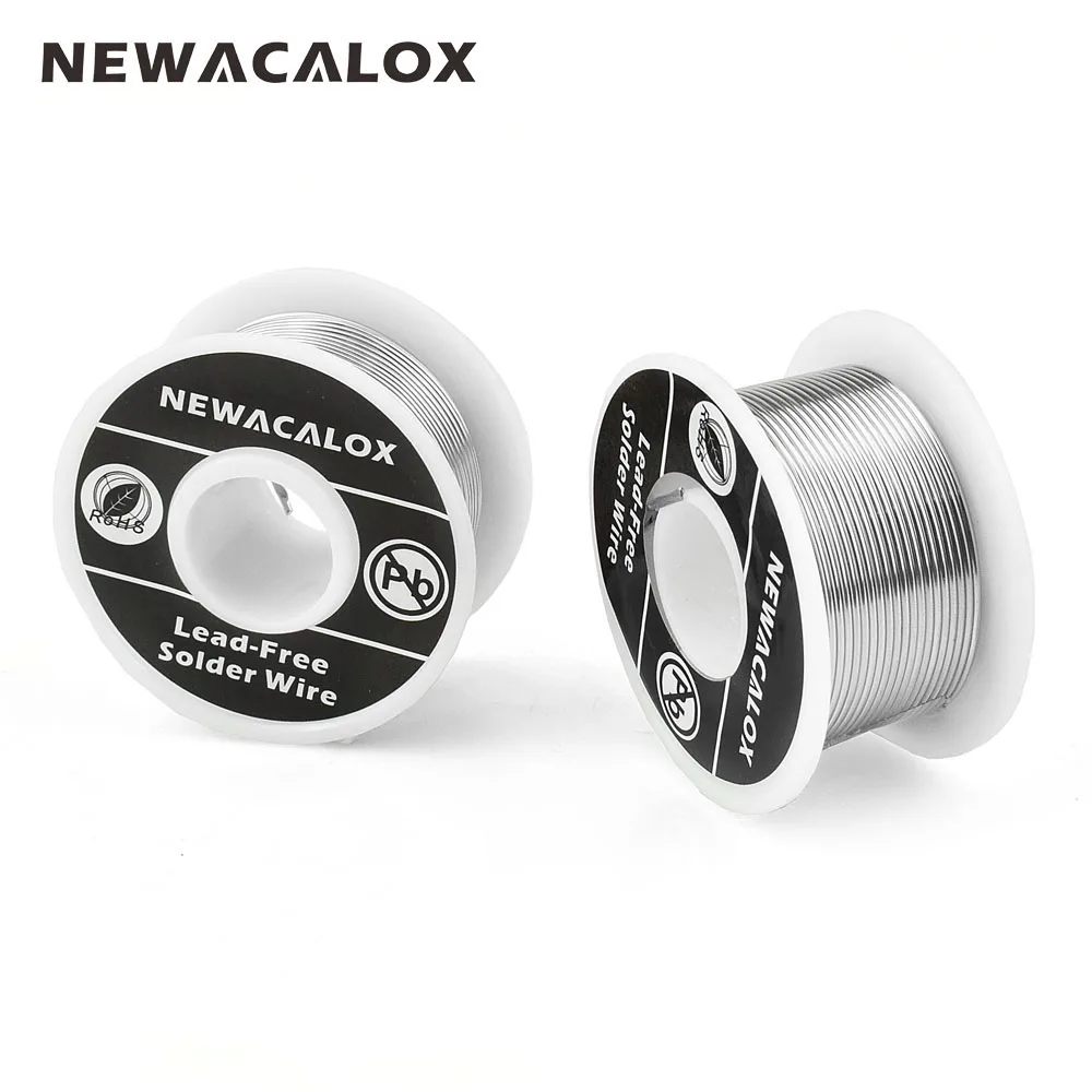 NEWACALOX 2 шт./компл. 1 мм новая сварочная Железная проволока катушки 100g/3,5 oz свинцово-оловянные линии потока 2.0% Серебряный Проволочный припой 55*29 мм для пайки