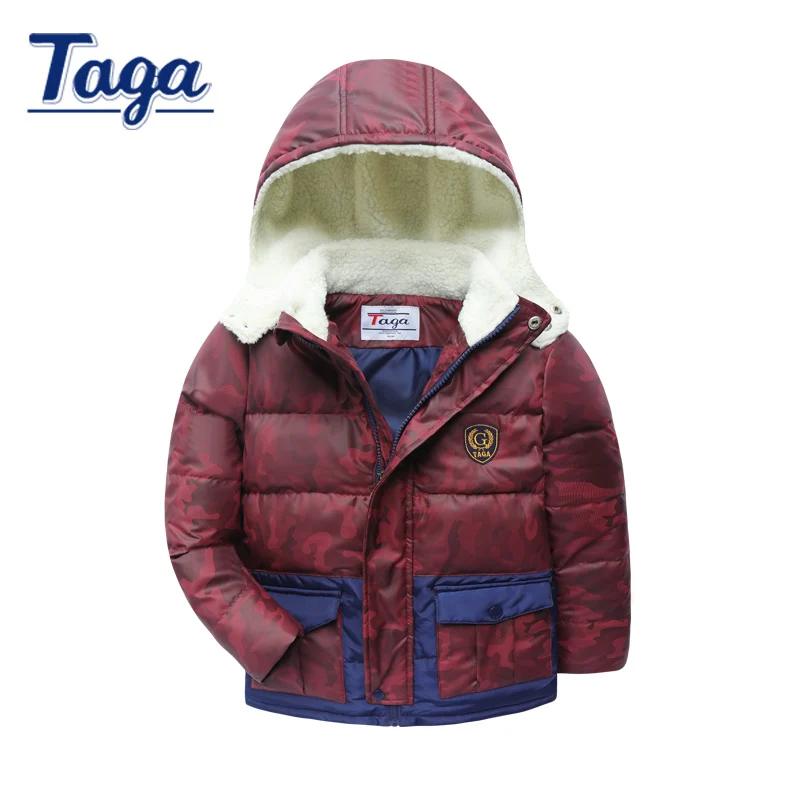 Taga/Высокое качество утолщаются Куртки 2017 Зима Новые Детские утки теплое пальто