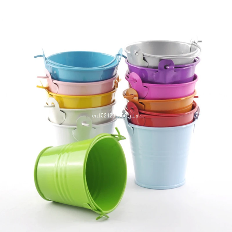 100pcs Candy Chocolate Box Metal Potted Plants Mini Small Assorted Colored Tin Pails Buckets Bucket Wedding Party Shower Gift | Дом и сад