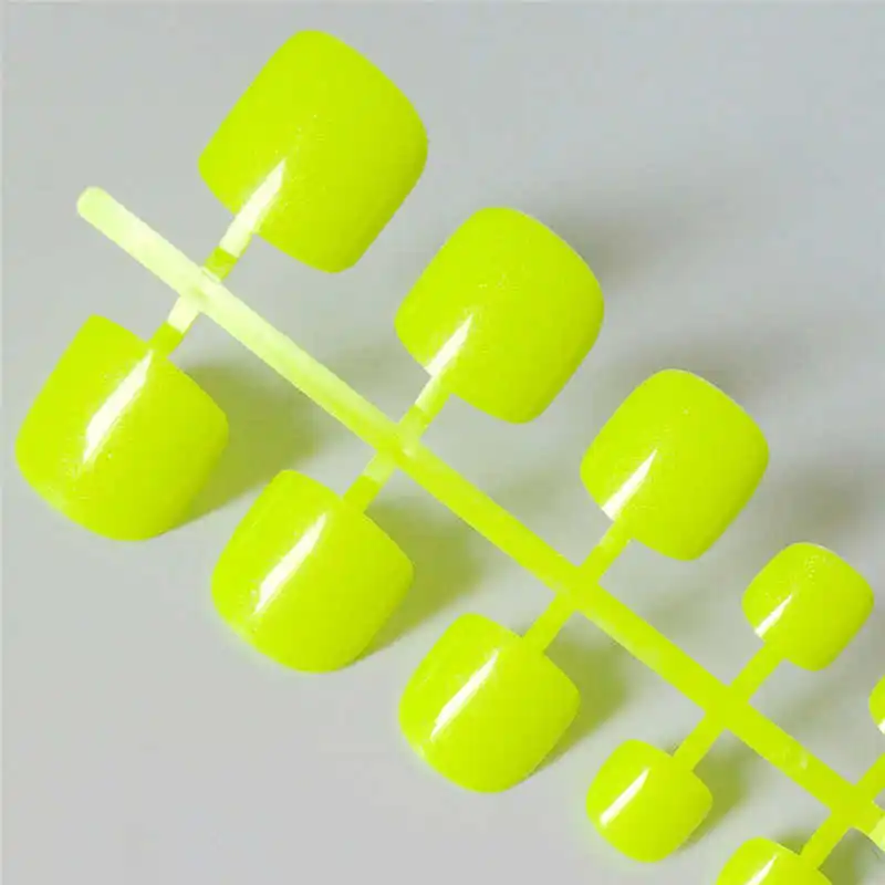 

Bright Green Acrylic Fake Toe Nails Square Press On Nails For Girls Articficial Candy Macaron Color False Toenails For Girls