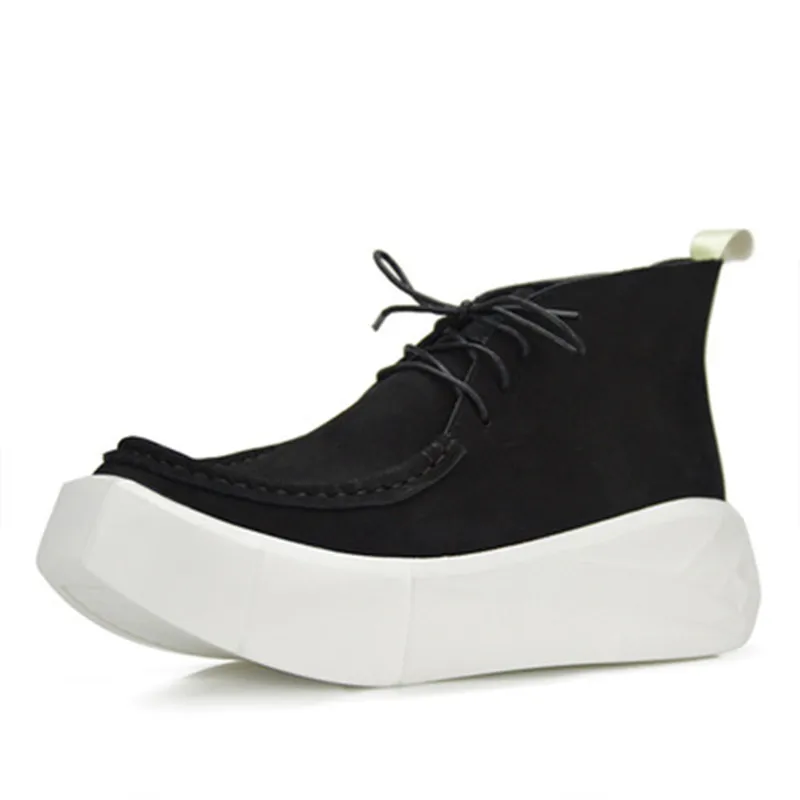 Bmante Men Shoes Height Increasing Flatform Genuine Leather Autumn Luxury Trainers Casual Male Sneakers Gothic Dark Owen |