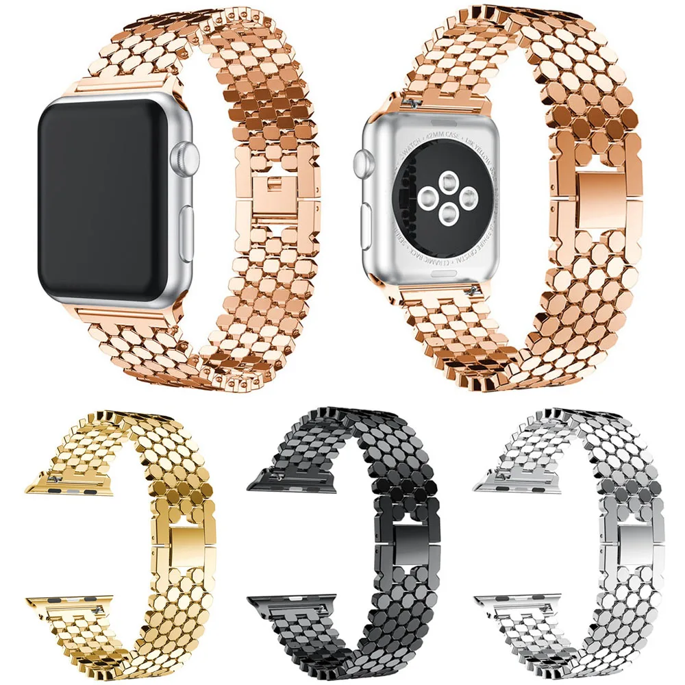 Браслет из нержавеющей стали для Apple Watch Band 38/40 мм 42/44 металлический бриллиантовый
