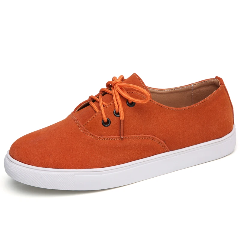 1376 Orange CEZZA женские осенние туфли на плоской подошве кроссовки женские Кожаные Замшевые водонепроницаемые Мокасины женские туфли-оксфорды обувь на плоской подошве на шнурках Мокасины - Цвет: 1376 Orange