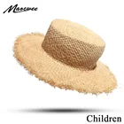Соломенная шляпа от солнца из рафии с плоским верхом для мальчиков и девочек