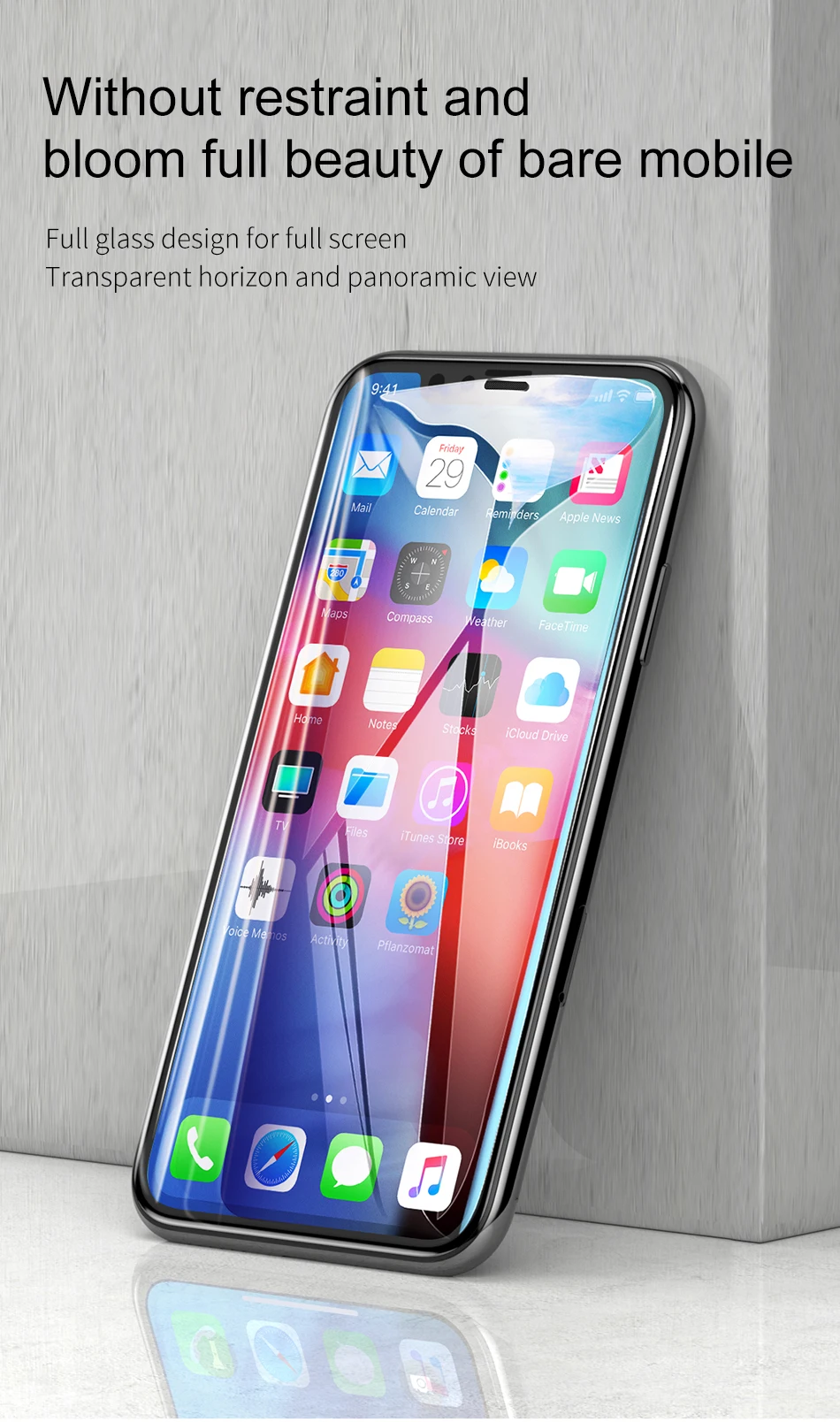 Baseus 0,3 мм закаленное стекло для iPhone Xs Max XR защита экрана полное покрытие Защитное стекло для iPhone X Xs Max