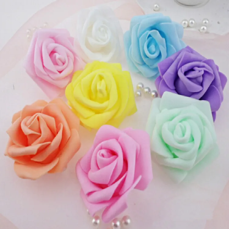 

Hot Sale High Quality 18 Colors 100pcs/lot 6CM Artificial Rose Flowers Wedding Bride Bouquet PE Foam DIY Home Decor Rose Flowers