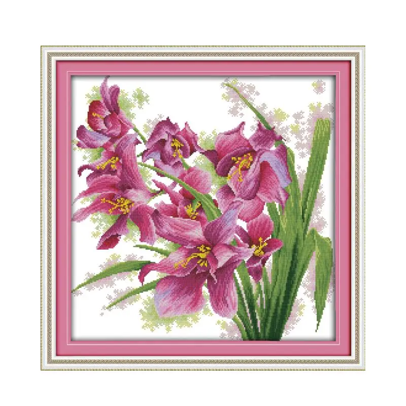 

Joy Sunday Cross Stitch Embroidery Kits 14CT Printed Cross Stitch Kits Orchid Pattrens DIY Handmade Needlework Home Wall Decor