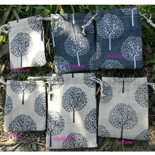 100 льняной мешочек на шнурке Happy Tree 10x15 см (4 &quotx 6&quot) вечерние украшения для макияжа