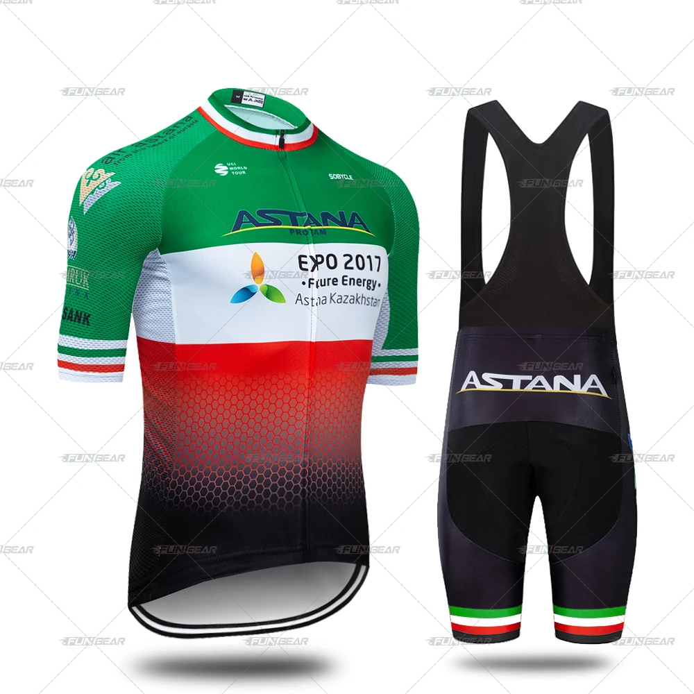 Astana Pro Team Bike Jersey Set Cycling Clothing Triathlon Man Bicycle Summer Cycling Jerseys Gel Pad Racing Bike Shorts Kit