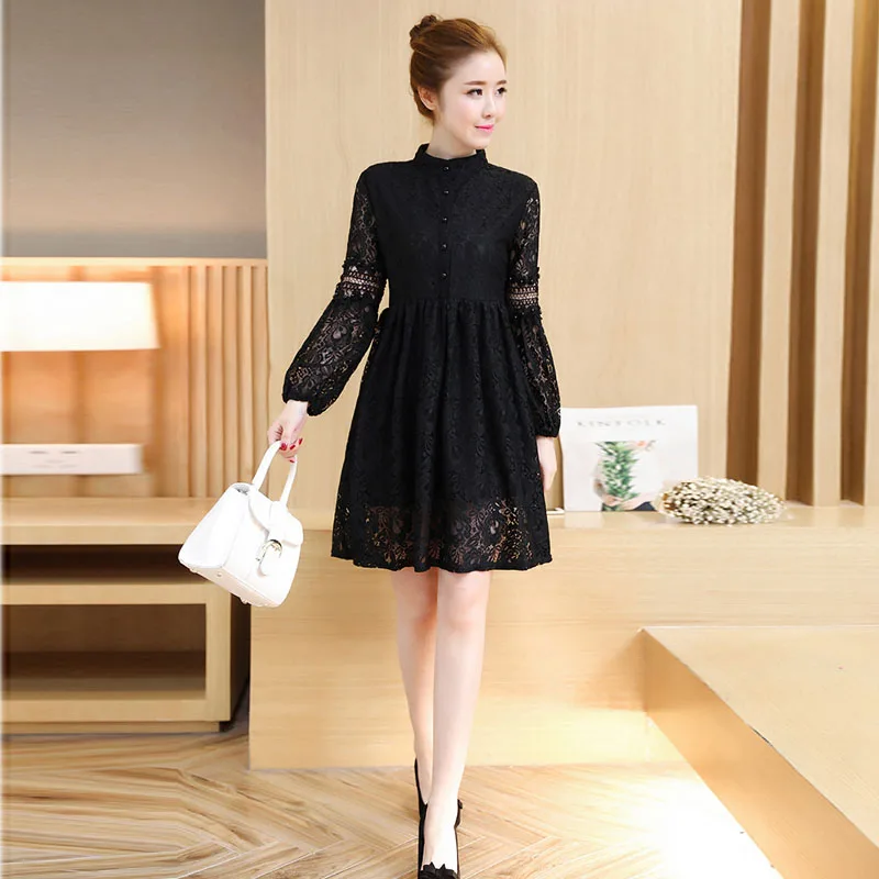 2018 весеннее модное корейское Новое цветочное открытое белое кружевное платье