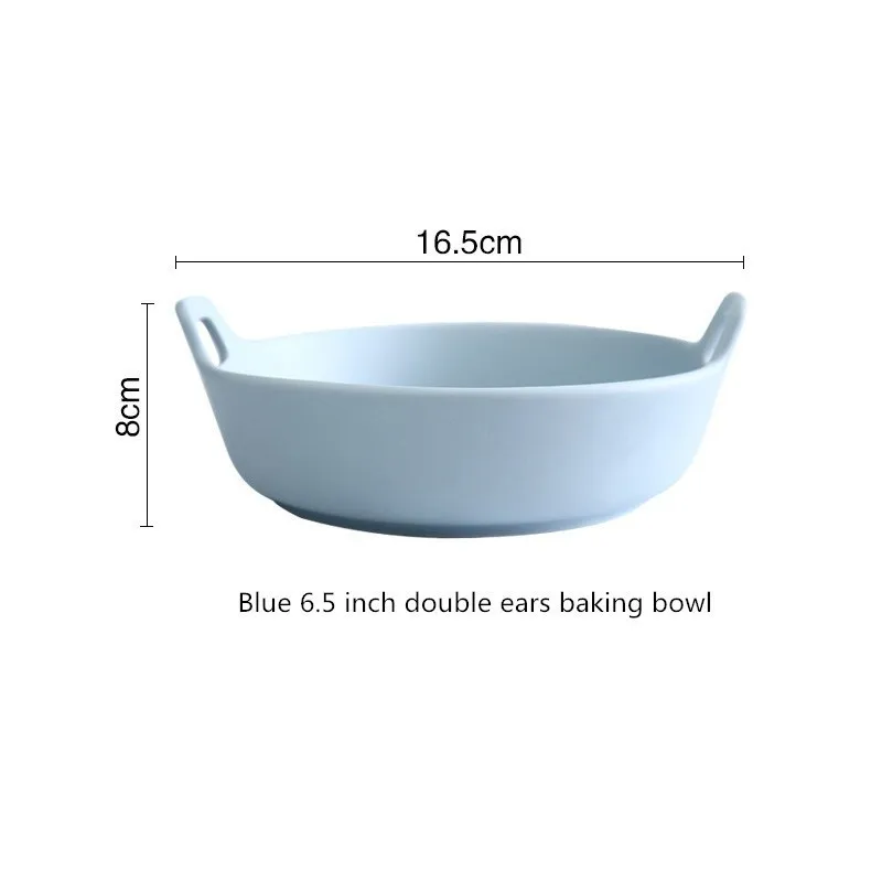 Blue6.5inchdoubleear Однотонные миски в скандинавском стиле, наборы керамических тарелок и тарелок, обеденные тарелки белого и синего цвета, поднос для еды, домашний подарок AKUHOME - Цвет: Blue6.5inchdoubleear