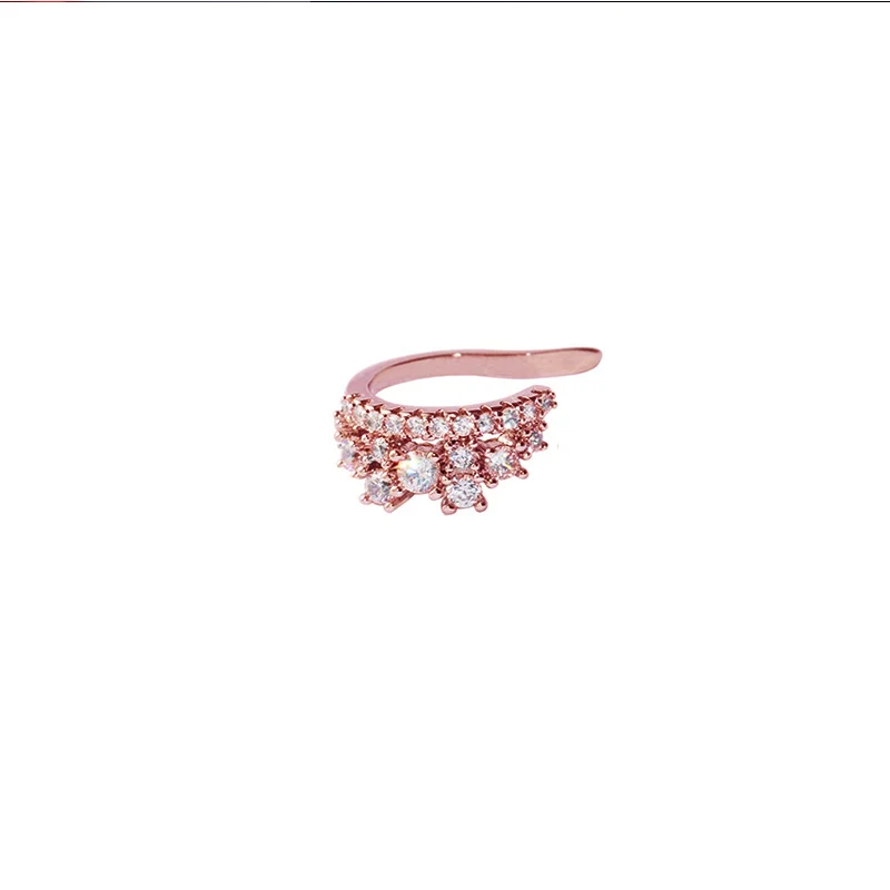 rose crown right Элегантные женские серьги-клипсы в форме короны из кубического циркония, Ретро стиль, полые u-образные серьги в форме короны, без пирсинга, серебряный цвет - Окраска металла: rose crown right