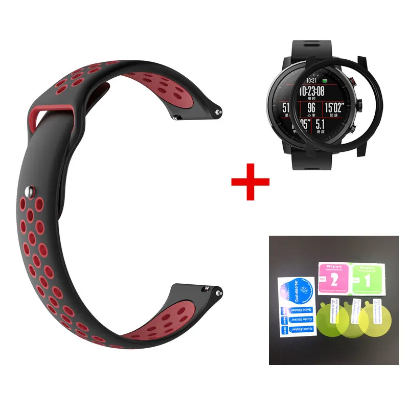 8 10 видов цветов Смарт-браслет для Xiaomi Huami Amazfit Stratos 2 pace ремешок на запястье ремень+ чехол amazfit Pace 2 защита экрана - Цвет: 8