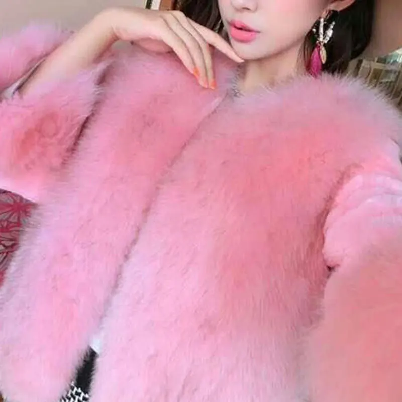 Женская мода Искусственный мех пальто Для женщин однотонные теплые манто Femme Hiver