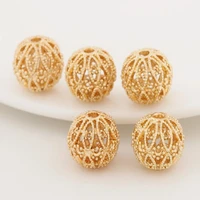 1pc metal jewelry accessories materials brass gold handmade beads simple pimple hollow pattern isolated beads diy craft supplies