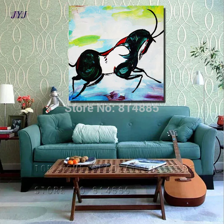 Running Buffalo Wall Painting American Style 100% Handmade Modern Abstract Canvas Oil Art Home Decoration DS001 | Дом и сад